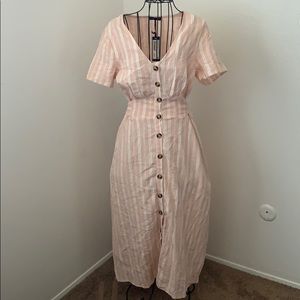 Striped linen blend Midi Dress from Cotton On